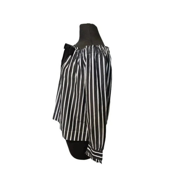 J.Crew off-the-shoulder Striped top with bow, SMALL, - Picture 4 of 10